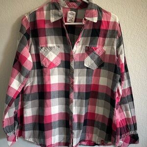 Dickies Pink and Black Button Down Shirt
